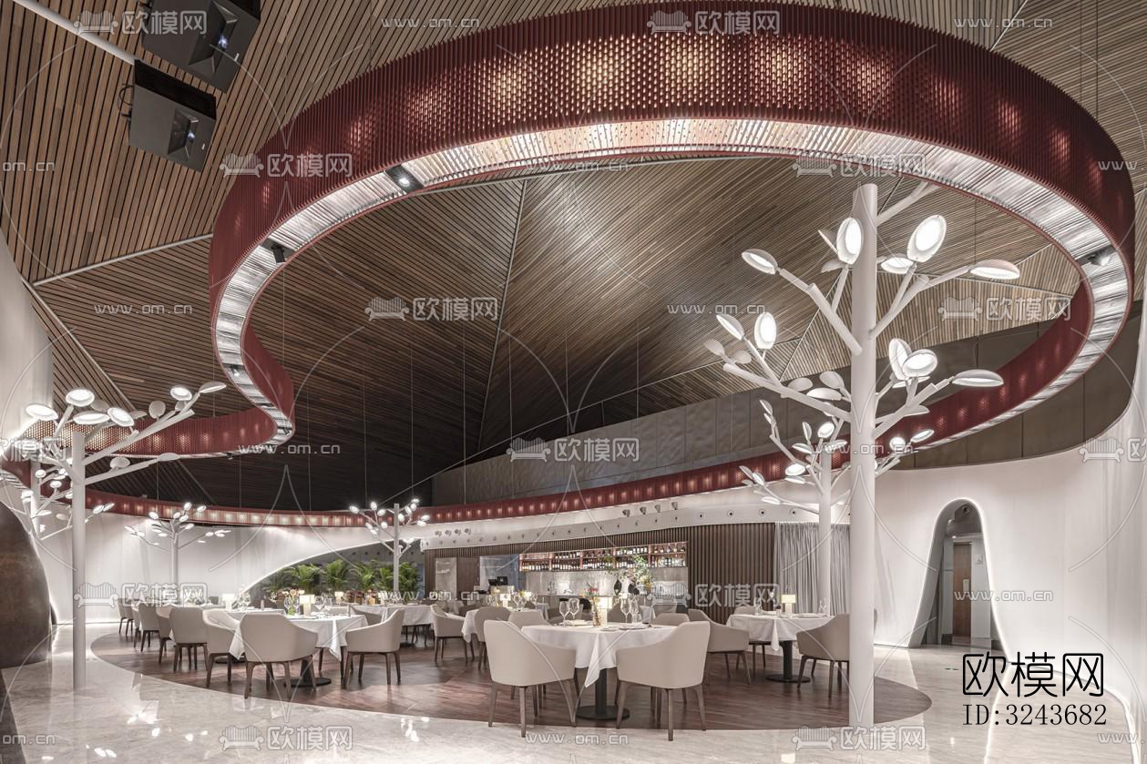 现代西餐厅效果图下载（渲染图6）