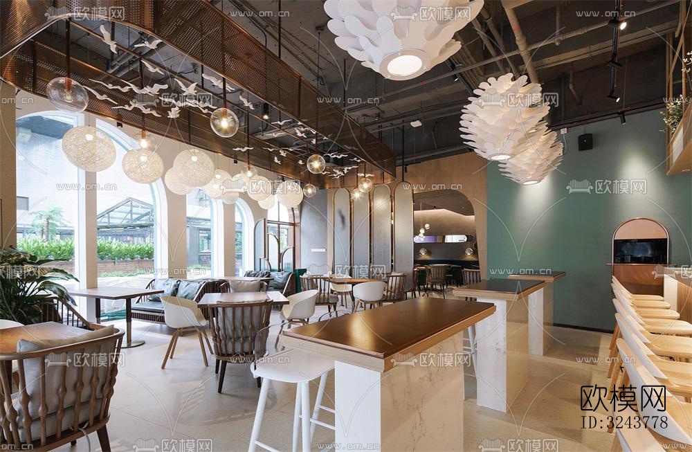 现代西餐厅效果图下载（渲染图17）