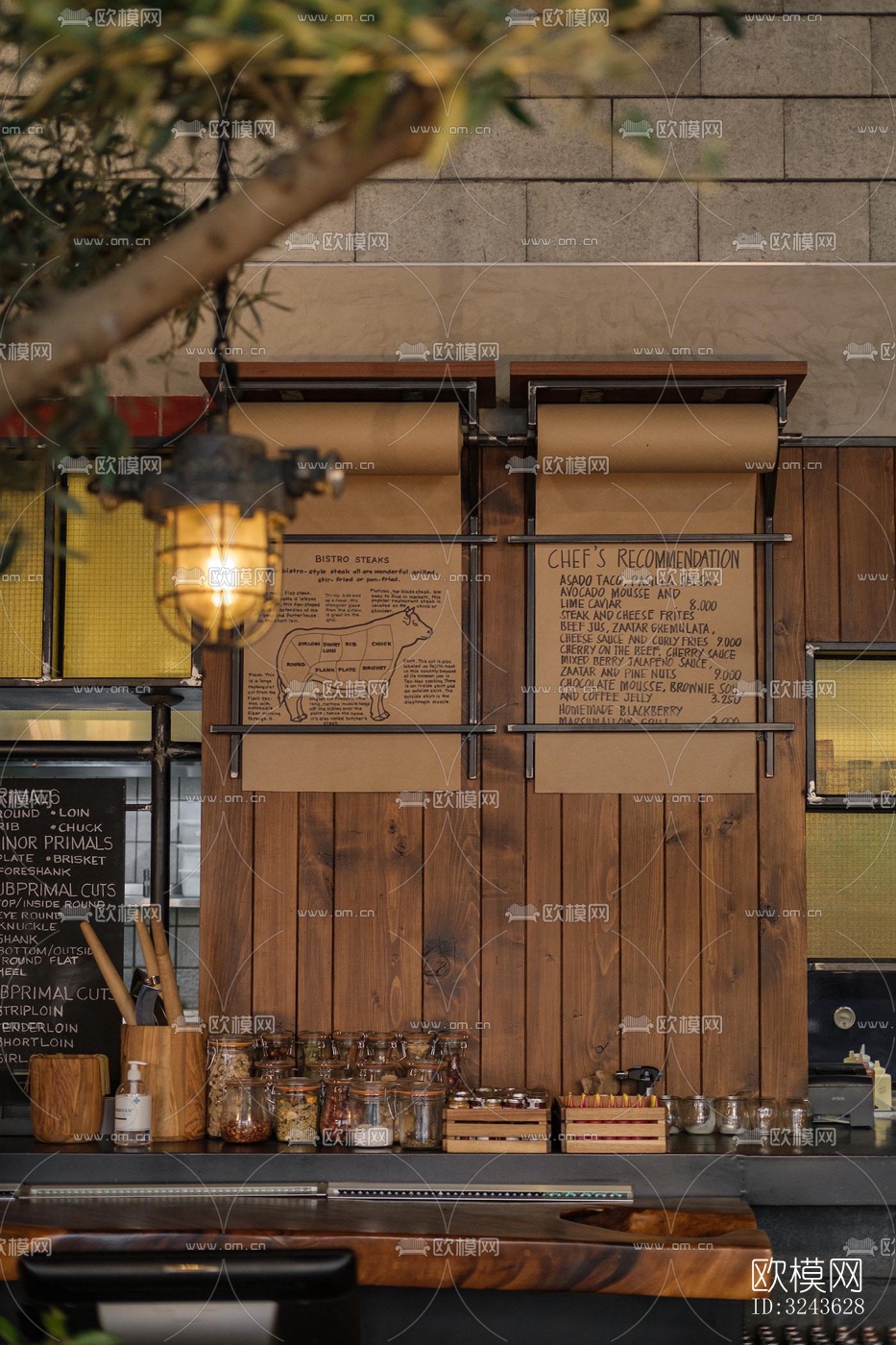 工业风西餐厅效果图下载（渲染图3）