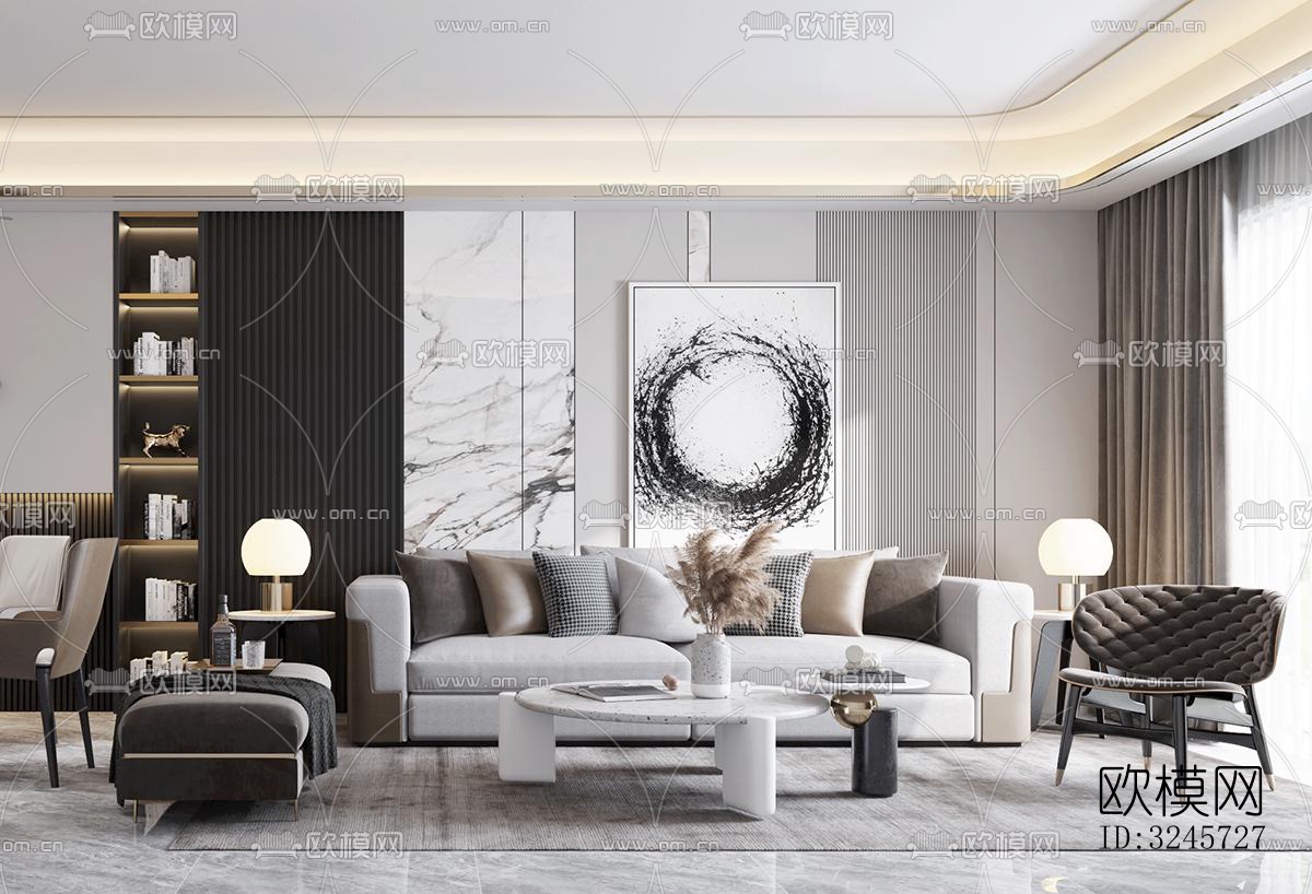 现代客厅效果图下载（渲染图5）