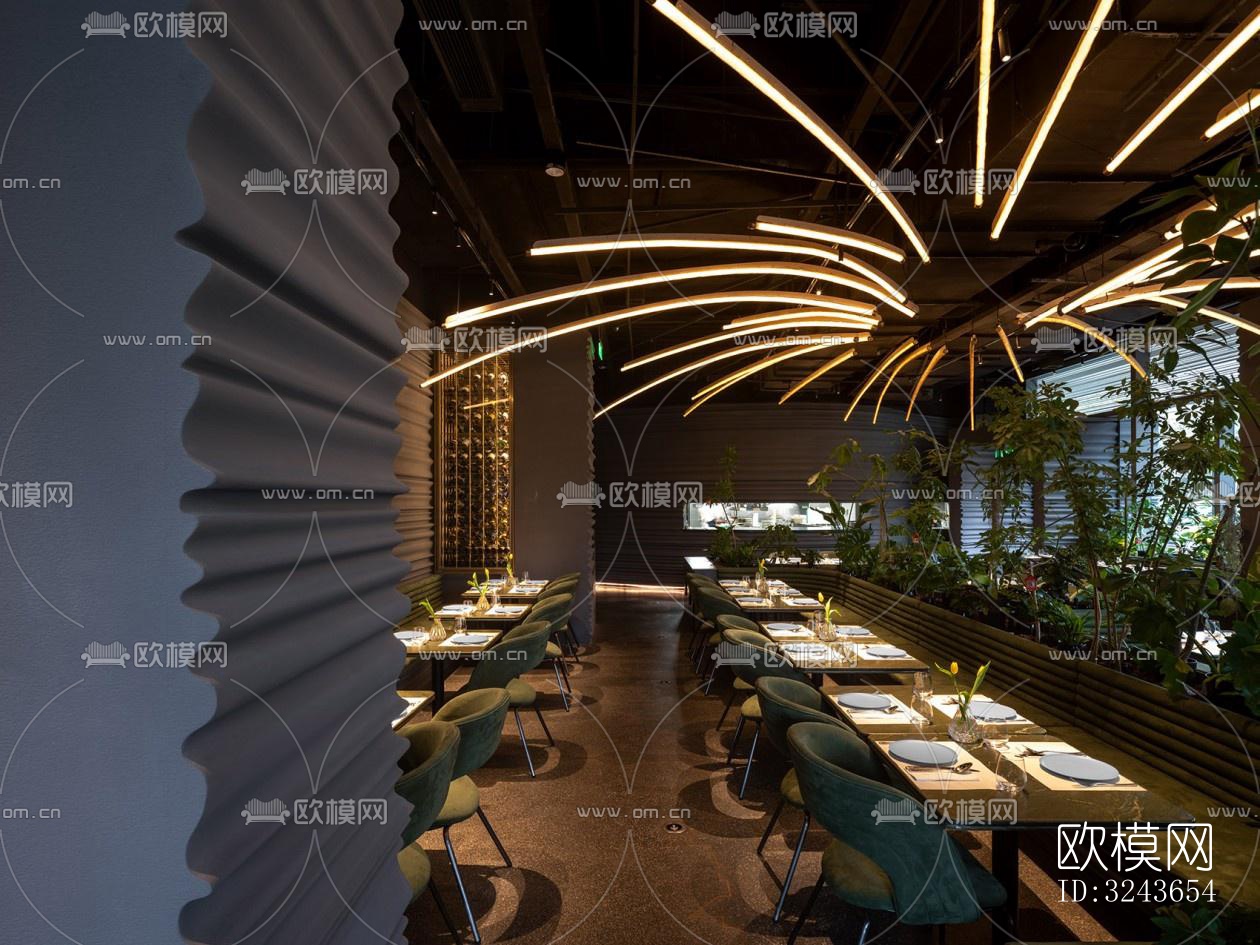 现代西餐厅效果图下载（渲染图1）