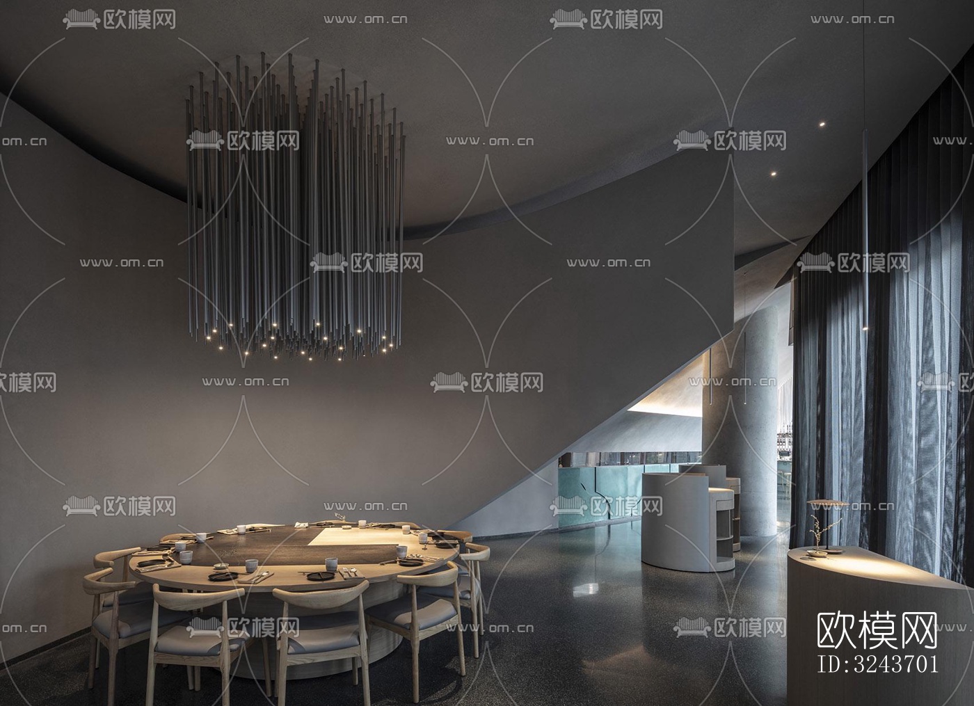 现代西餐厅效果图下载（渲染图2）