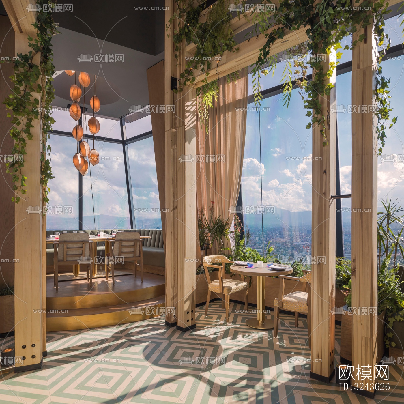 原木风西餐厅效果图下载（渲染图12）