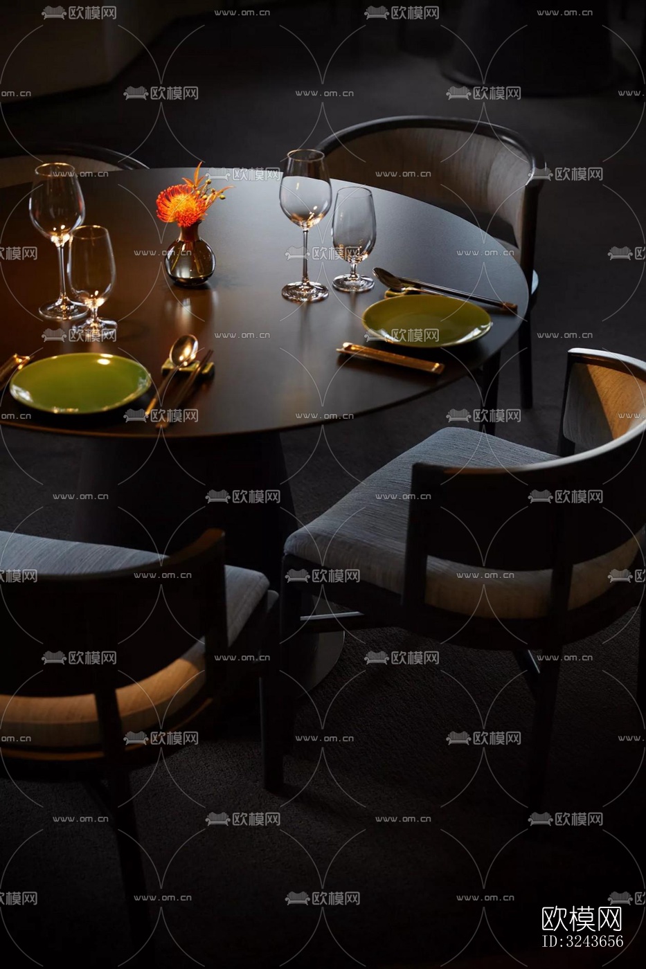 现代西餐厅效果图下载（渲染图10）