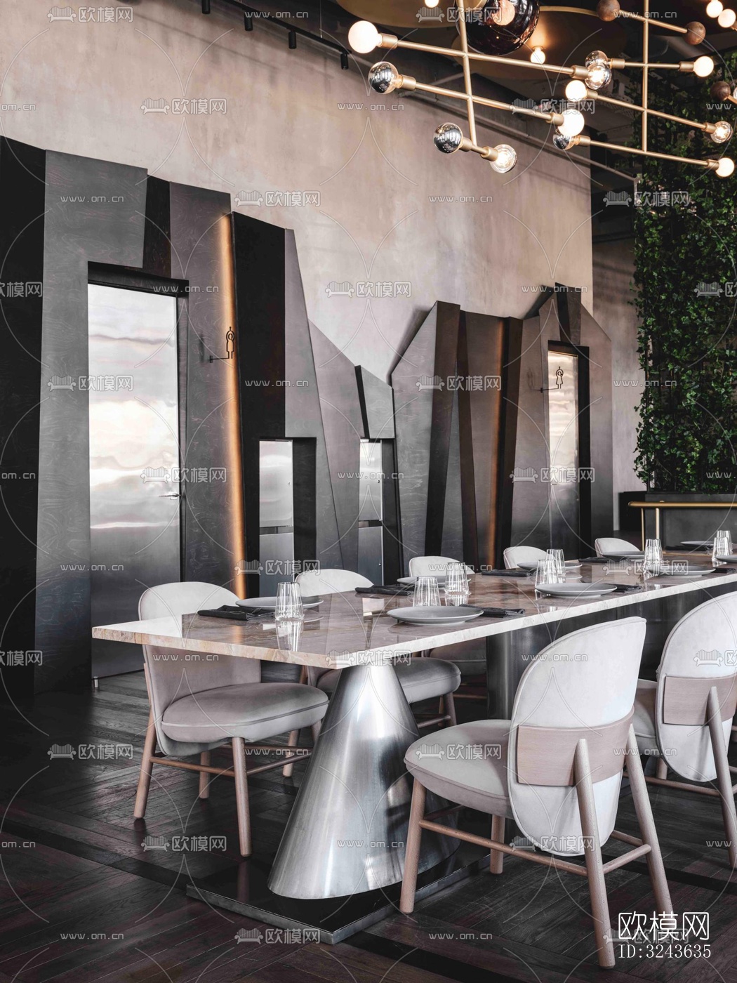 工业风西餐厅效果图下载（渲染图9）