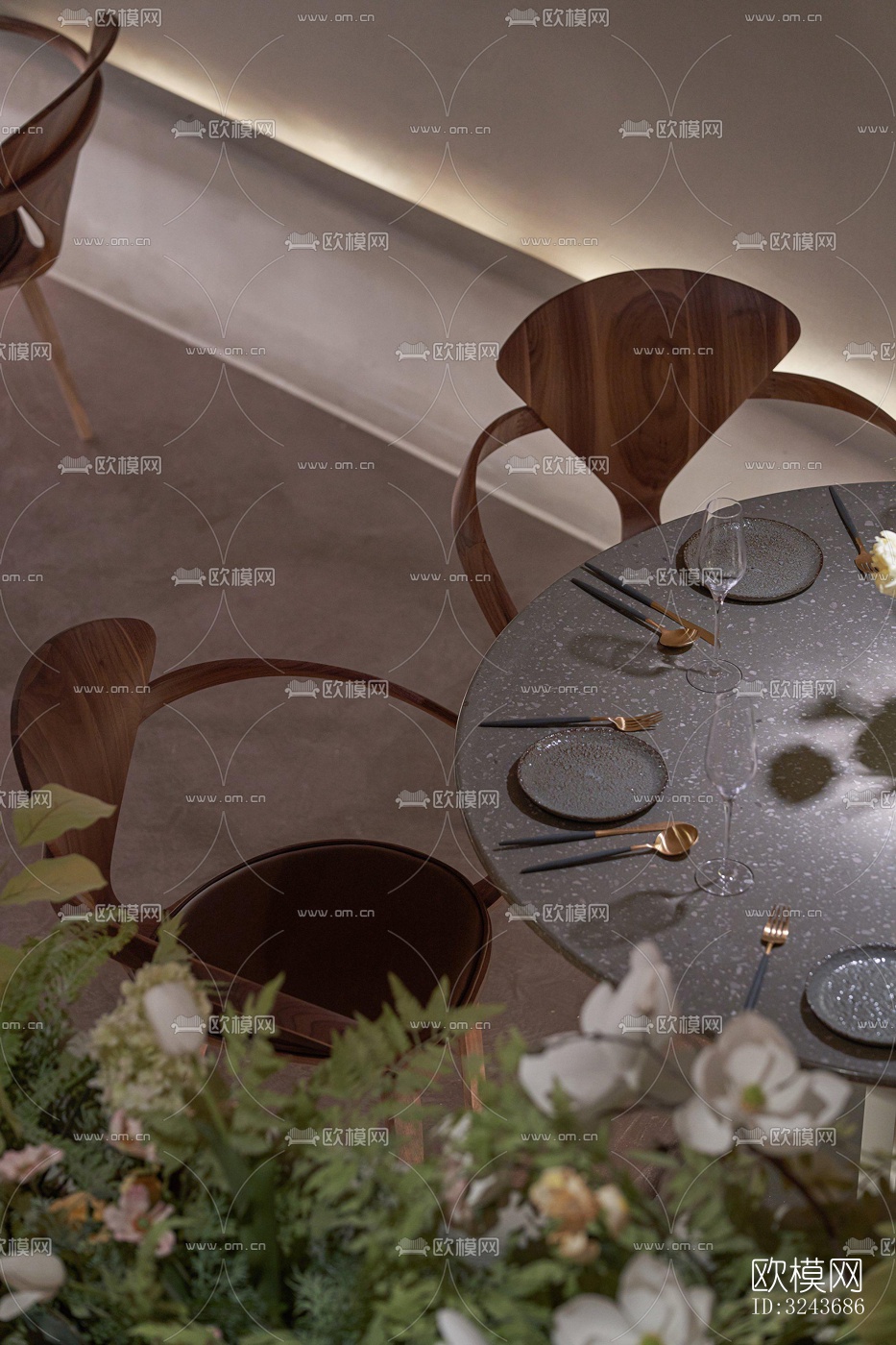 现代西餐厅效果图下载（渲染图9）