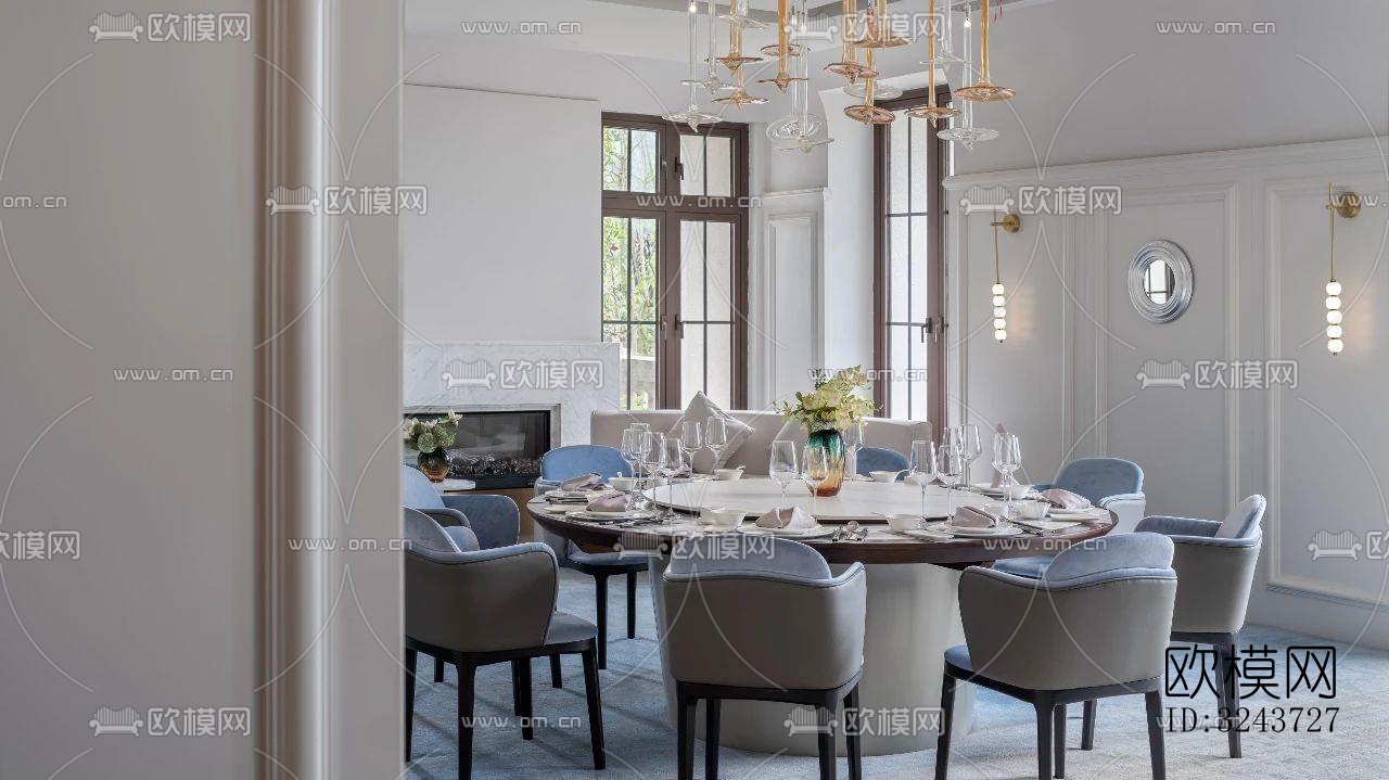 现代西餐厅效果图下载（渲染图1）