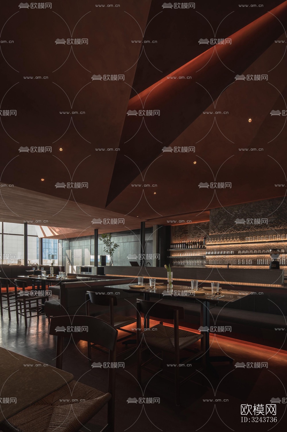 现代西餐厅效果图下载（渲染图3）