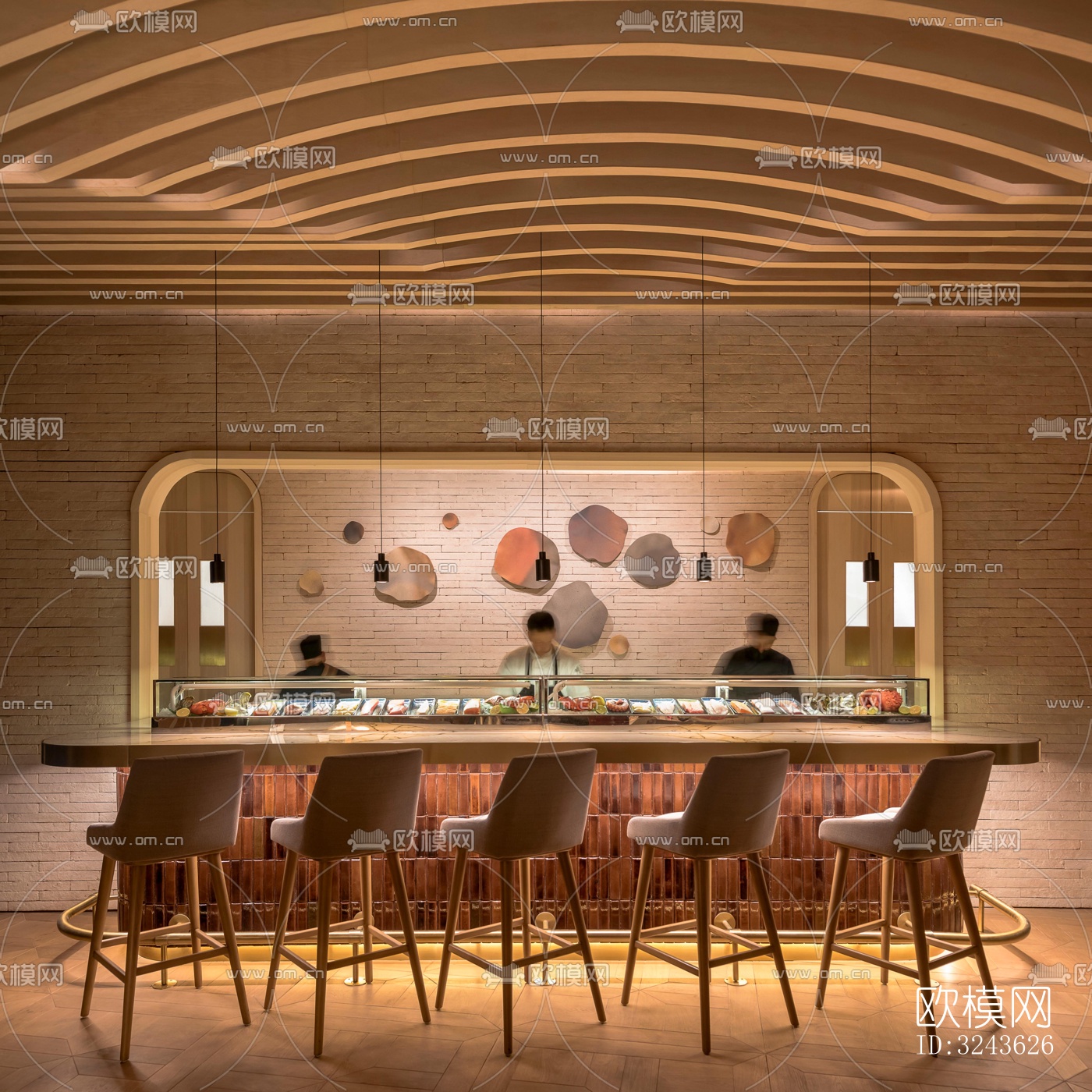 原木风西餐厅效果图下载（渲染图5）