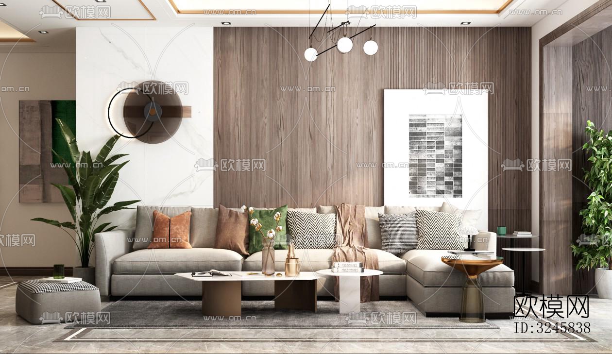 现代客厅效果图下载（渲染图5）