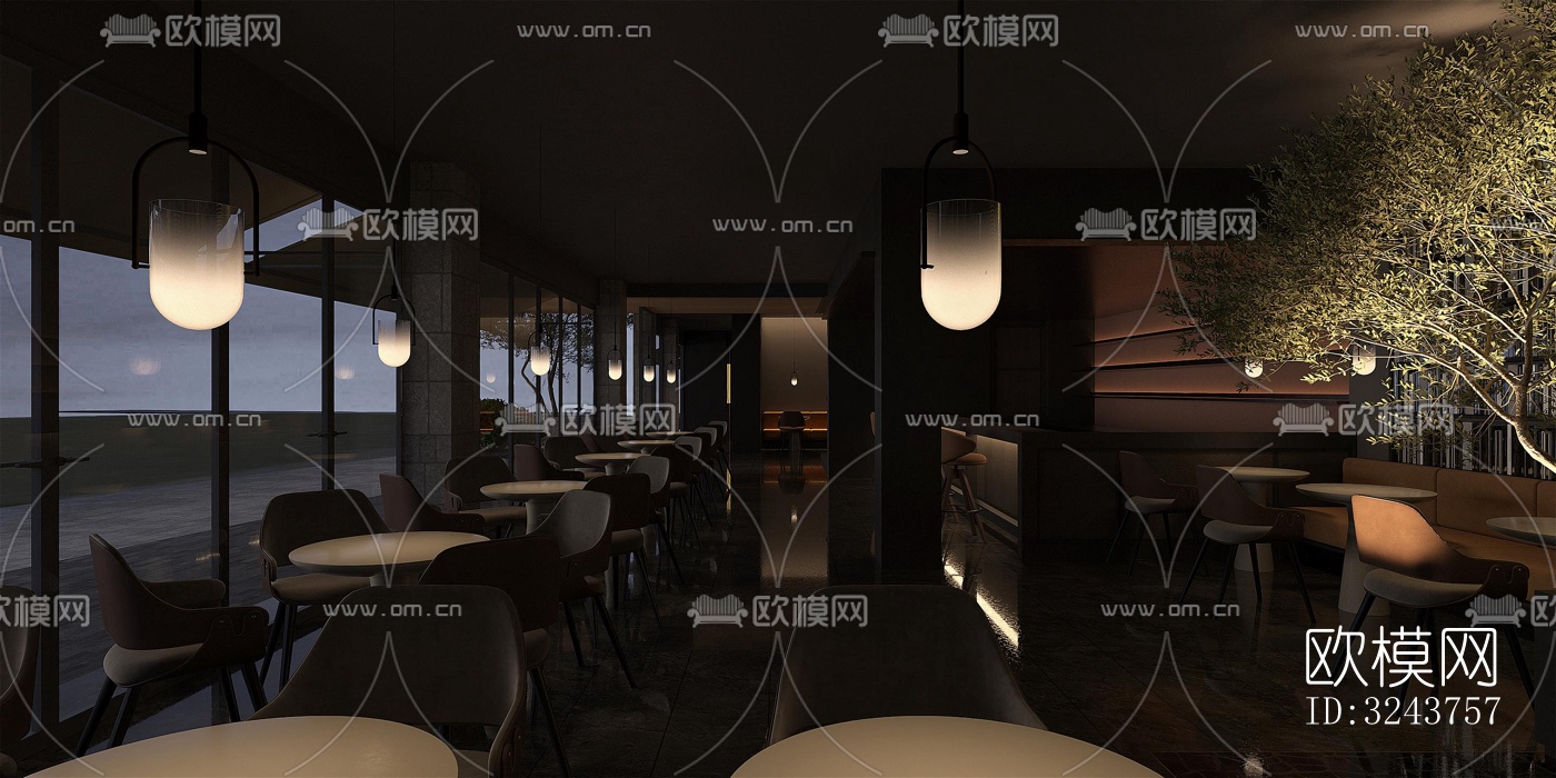 现代西餐厅效果图下载（渲染图7）