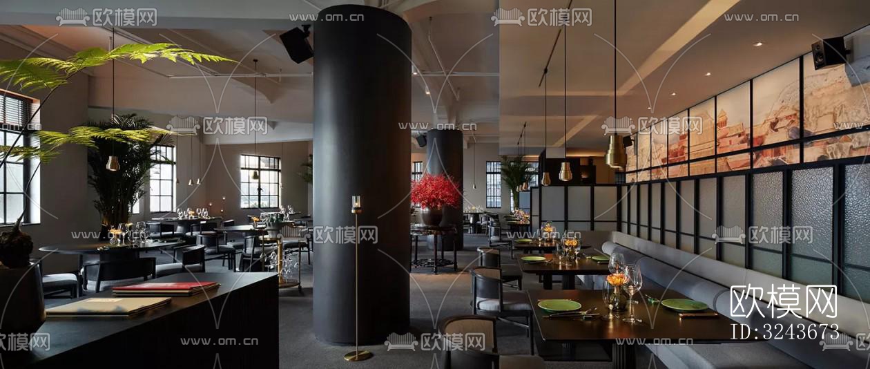现代西餐厅效果图下载（渲染图7）