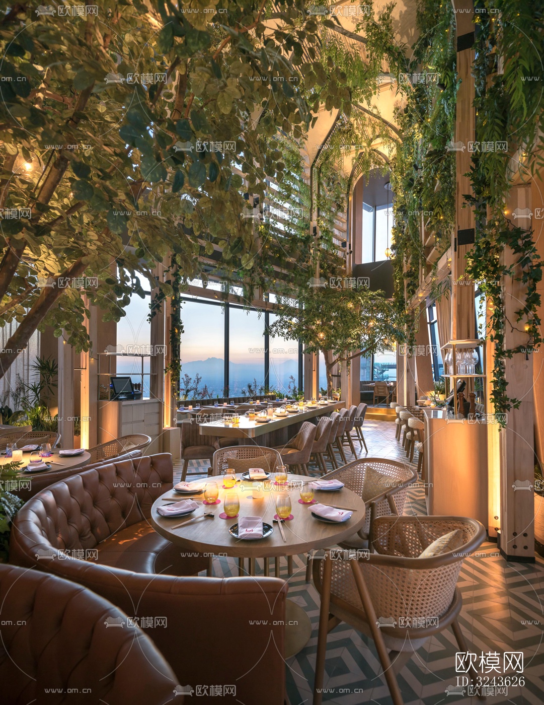 原木风西餐厅效果图下载（渲染图11）