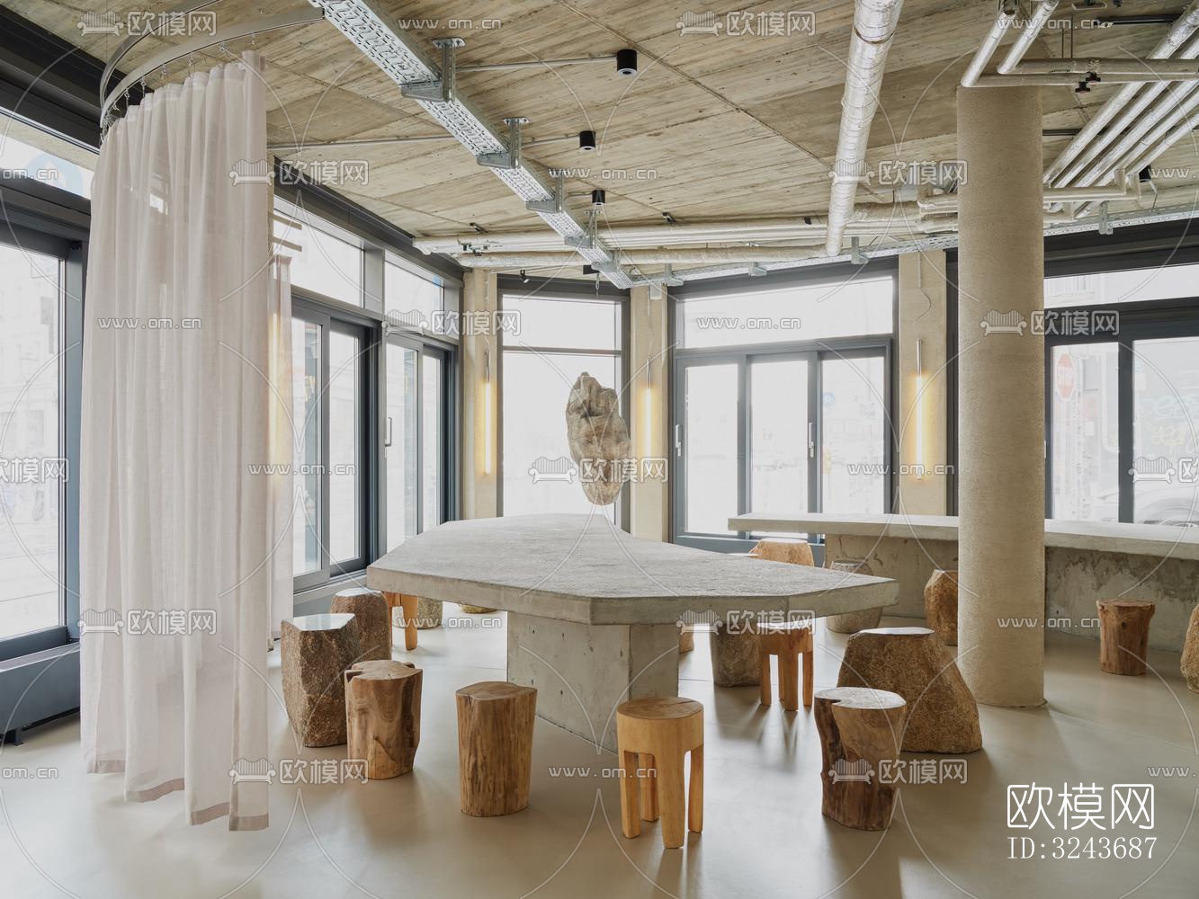 现代西餐厅效果图下载（渲染图1）