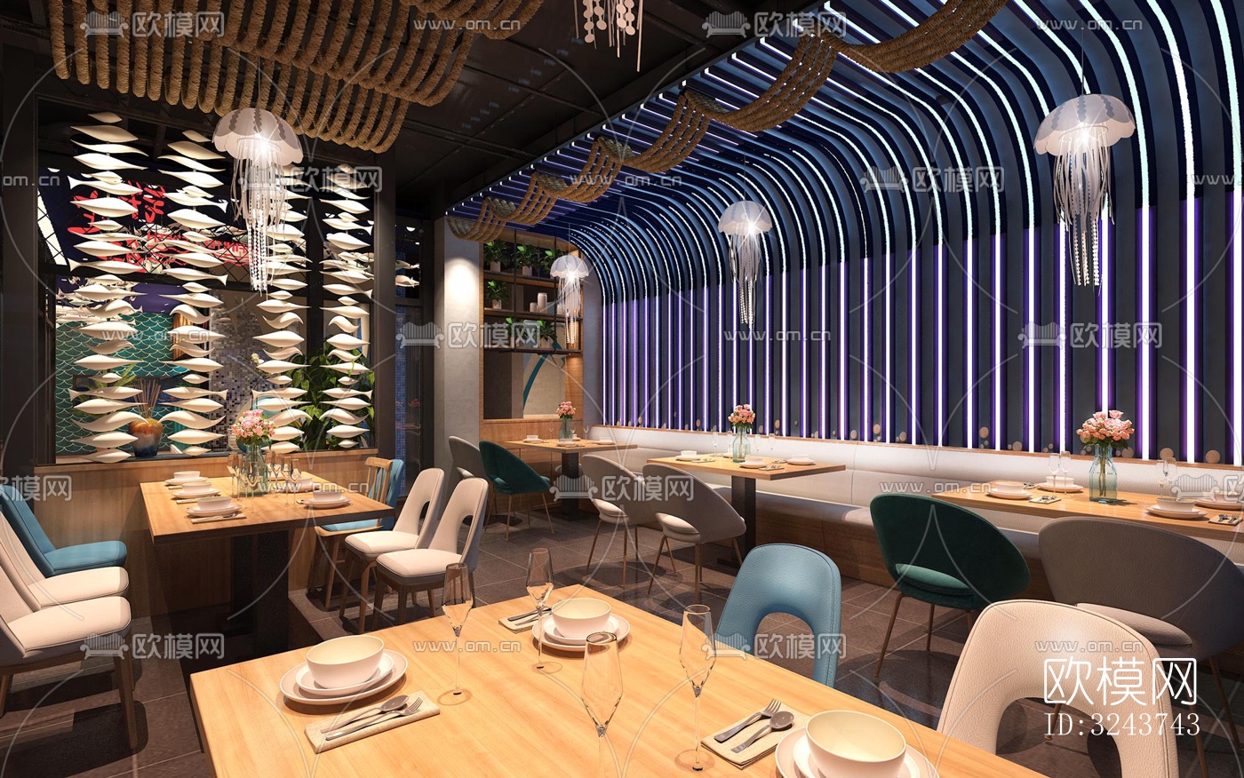 现代西餐厅效果图下载（渲染图2）