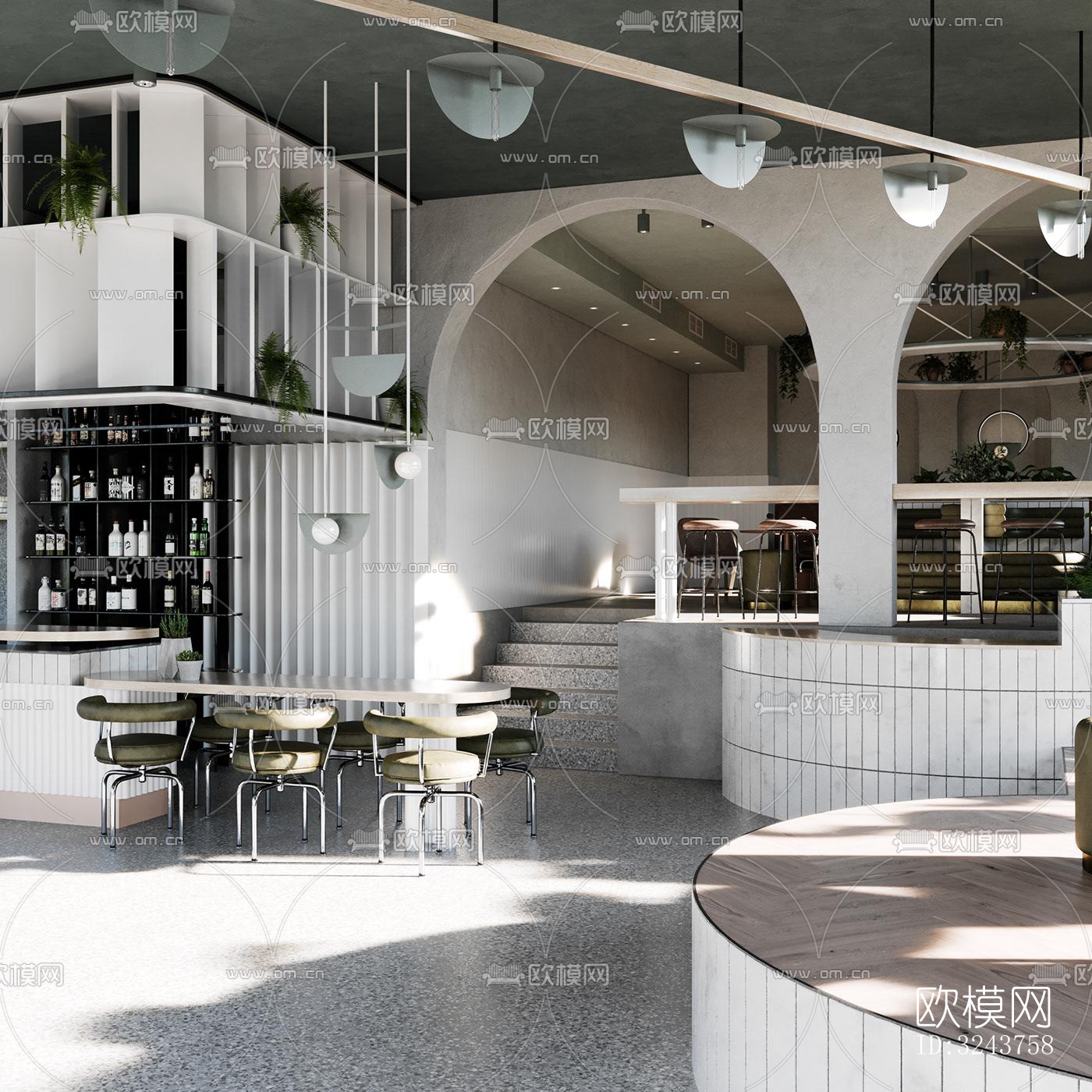 现代西餐厅效果图下载（渲染图1）