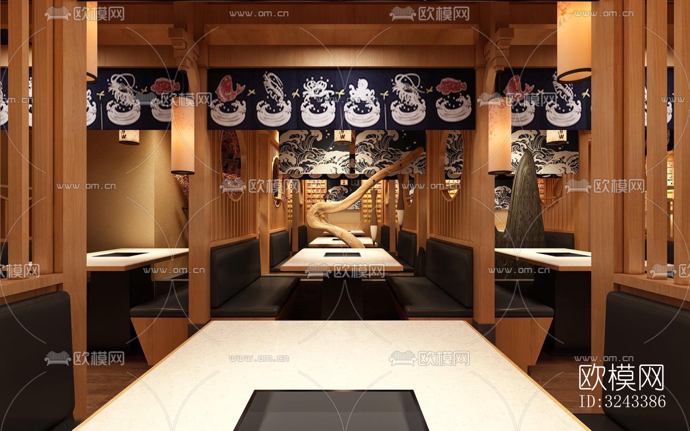 日式火锅烤肉效果图下载（渲染图1）