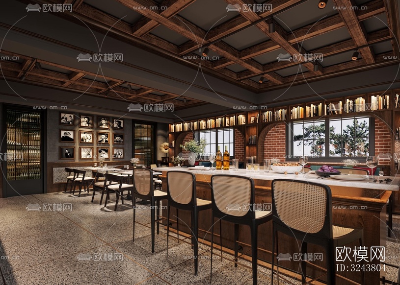 美式西餐廳效果圖下載(渲染圖3)