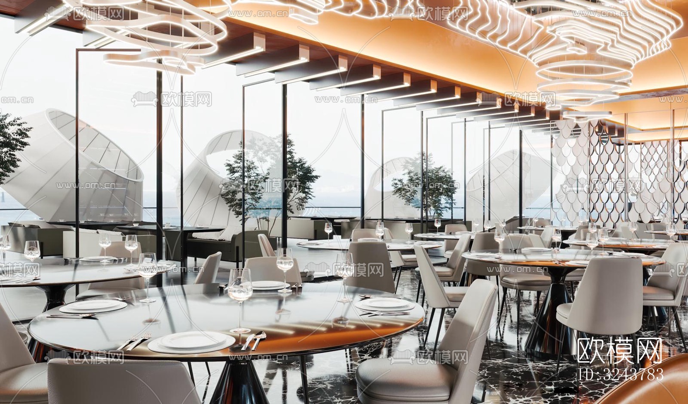 现代西餐厅效果图下载（渲染图13）