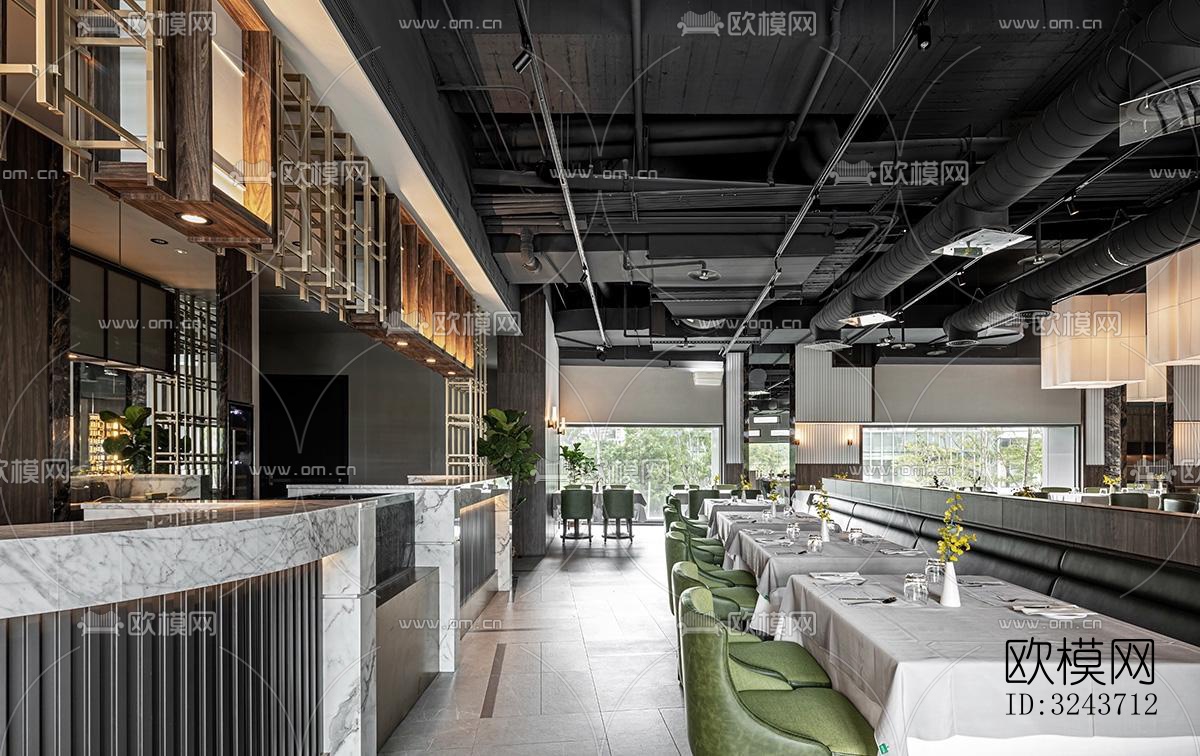 现代西餐厅效果图下载（渲染图17）