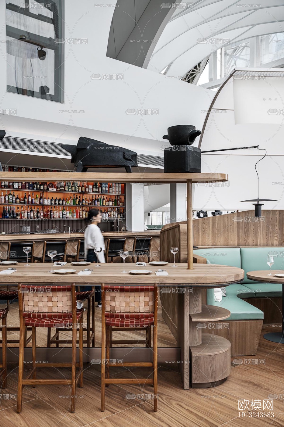 现代西餐厅效果图下载（渲染图4）