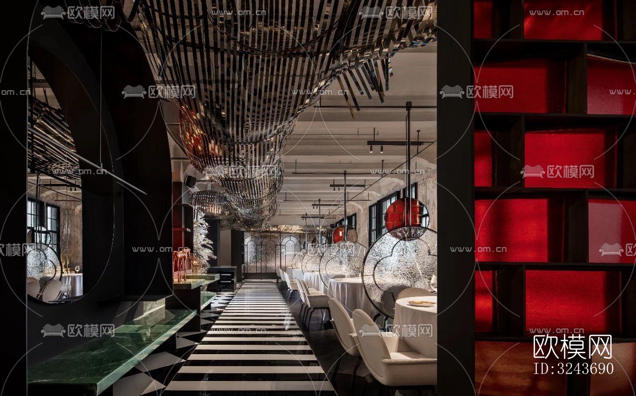 现代西餐厅效果图下载（渲染图13）