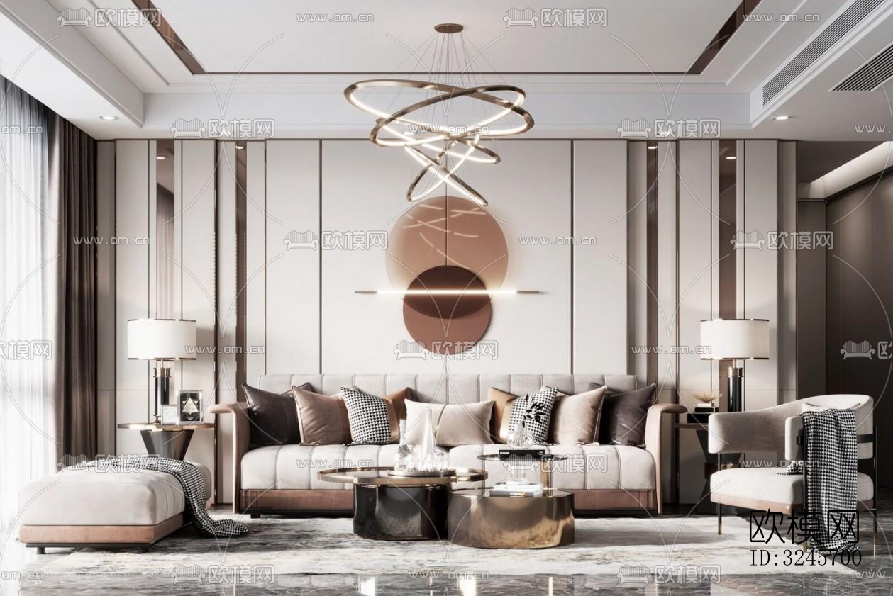现代客厅效果图下载（渲染图1）