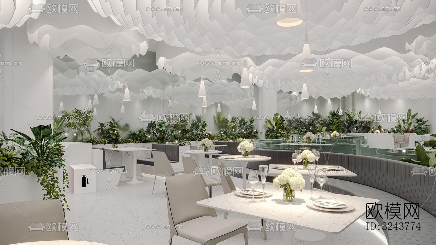 现代西餐厅效果图下载（渲染图5）