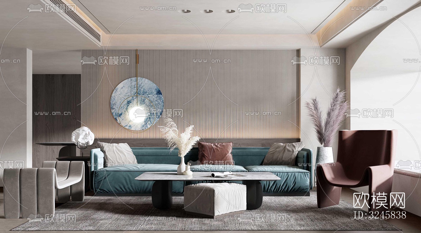 现代客厅效果图下载（渲染图4）