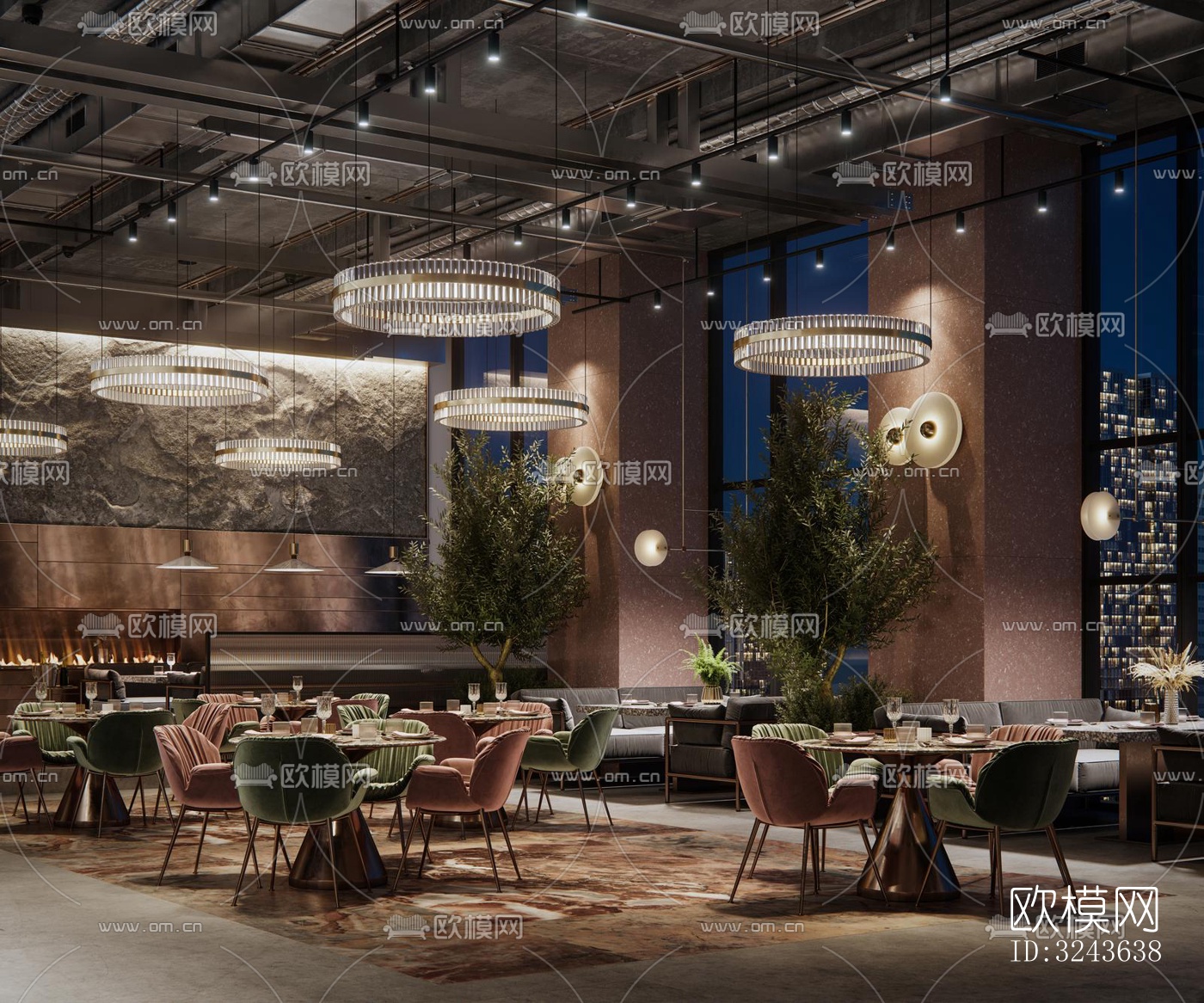 工业风西餐厅效果图下载（渲染图13）