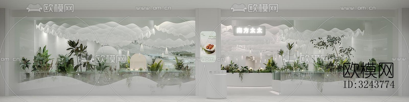 现代西餐厅效果图下载（渲染图1）