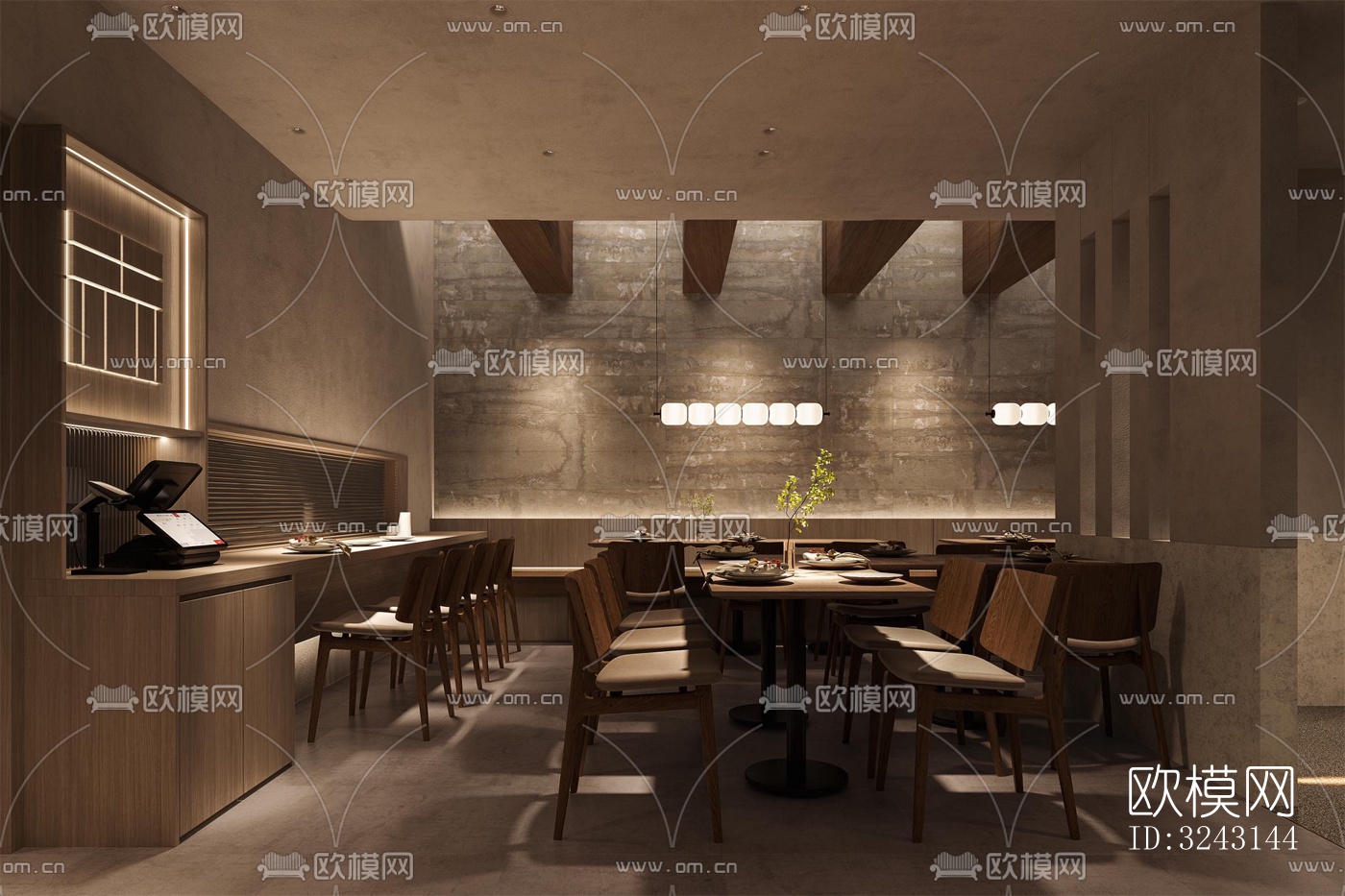 原木风日韩料理效果图下载（渲染图3）