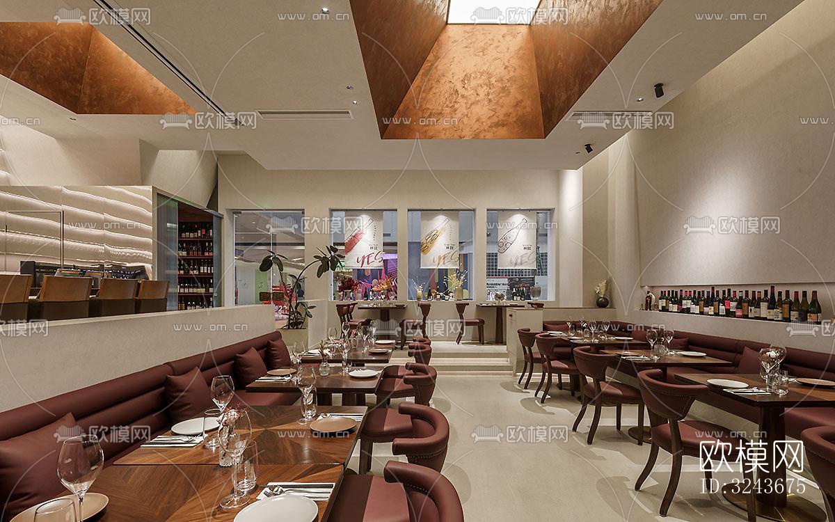 现代西餐厅效果图下载（渲染图4）