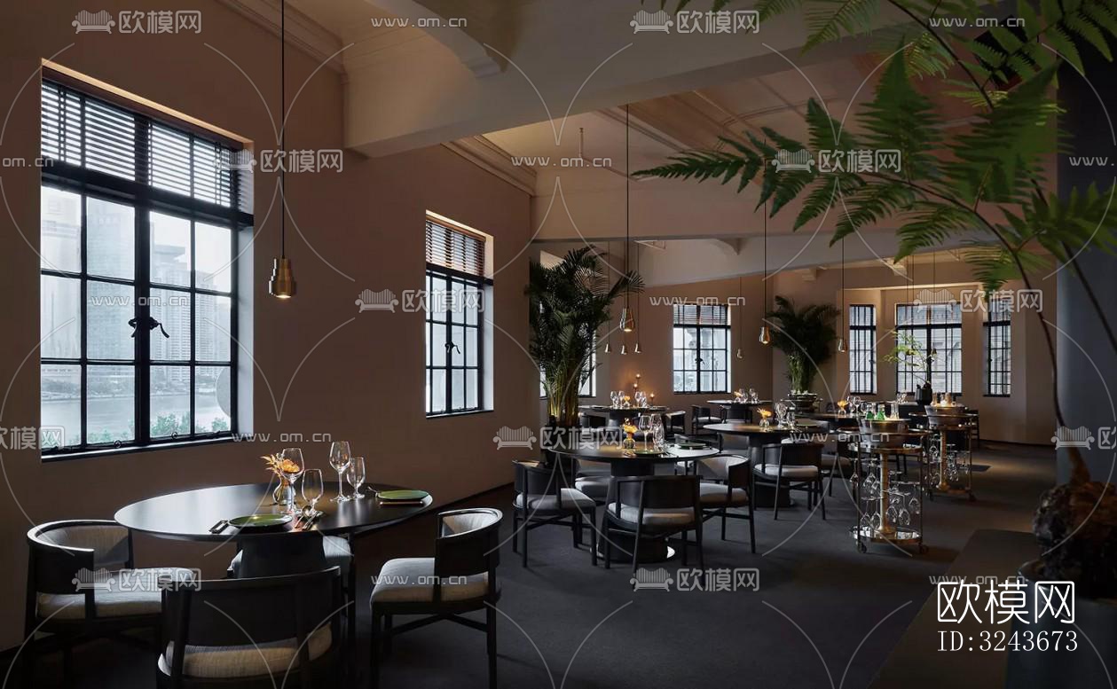 现代西餐厅效果图下载（渲染图4）