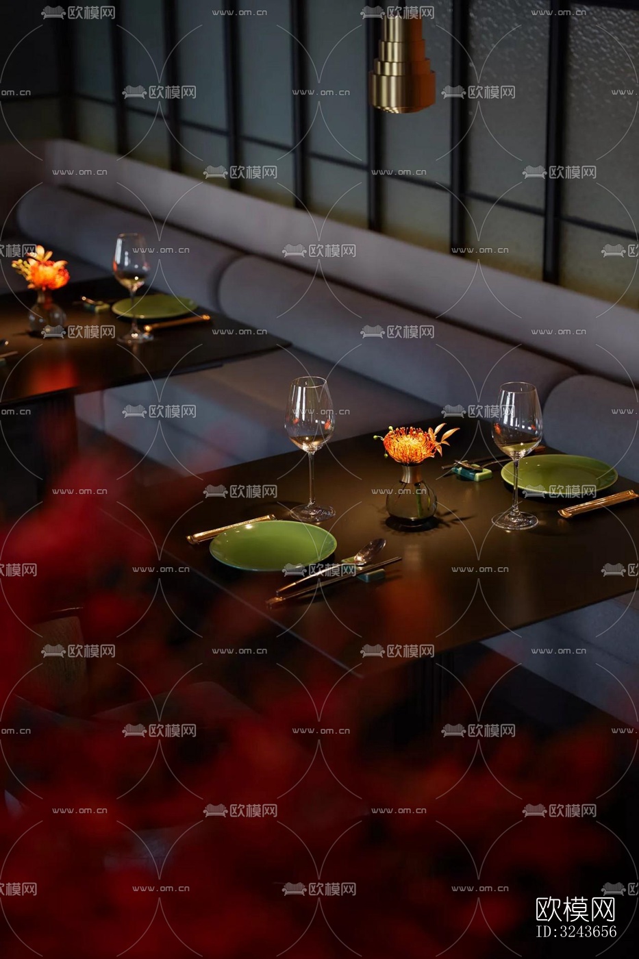 现代西餐厅效果图下载（渲染图9）