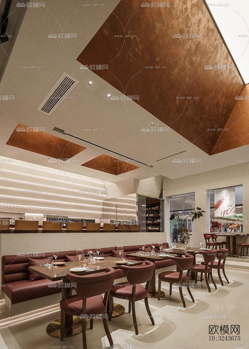 现代西餐厅效果图下载（渲染图10）