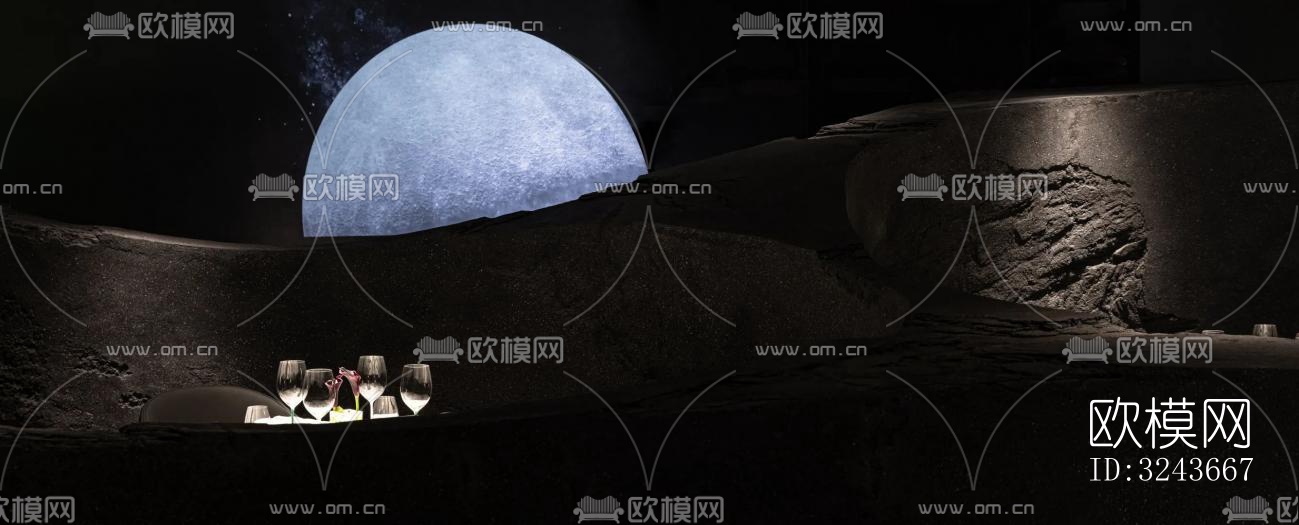 现代西餐厅效果图下载（渲染图17）