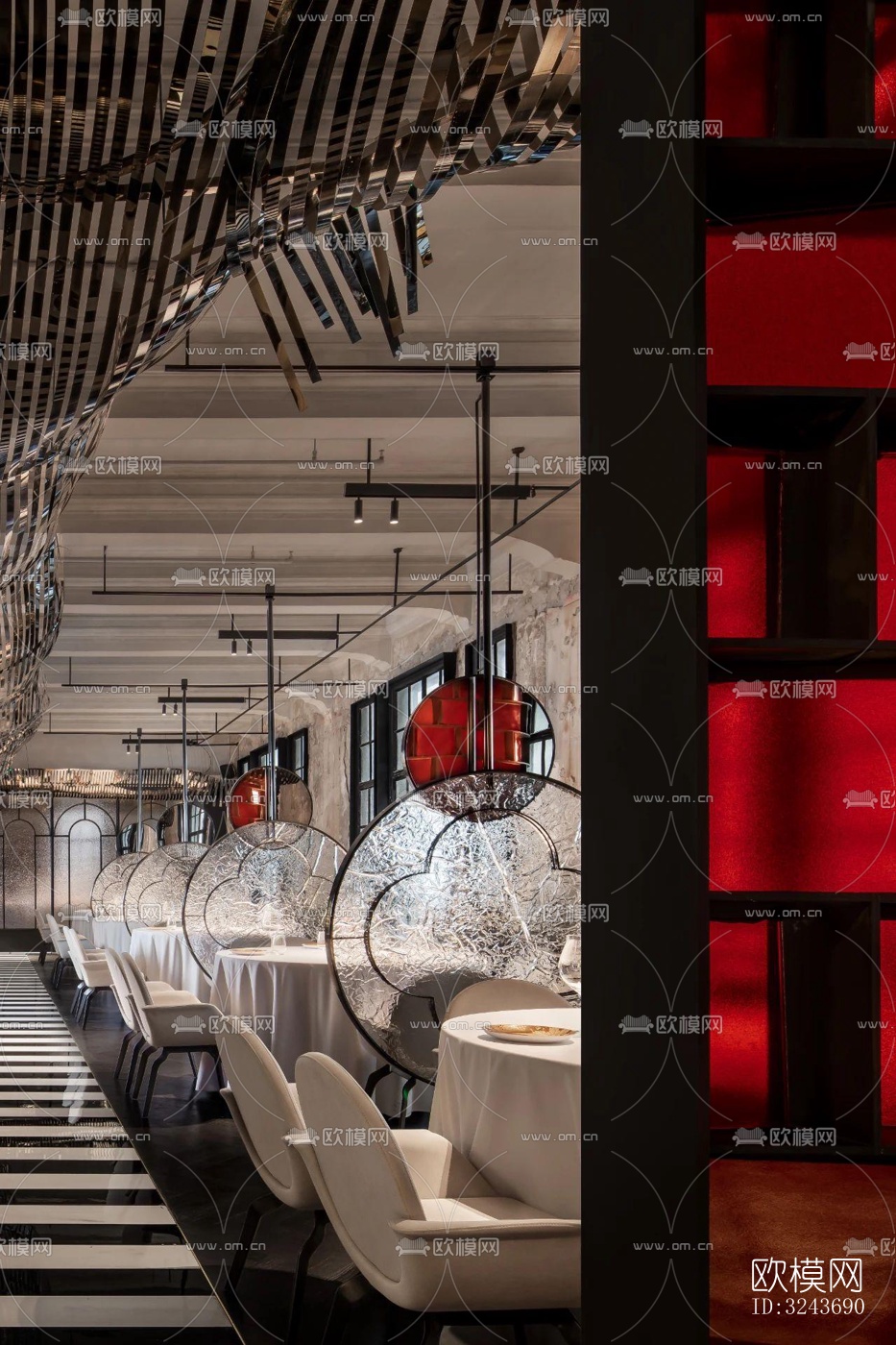 现代西餐厅效果图下载（渲染图14）
