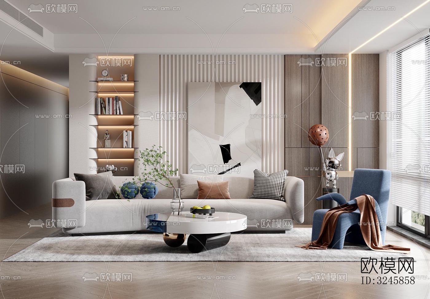 现代客厅效果图下载（渲染图1）