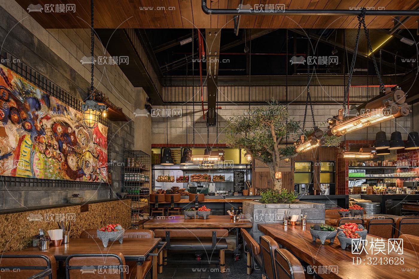 工业风西餐厅效果图下载（渲染图7）