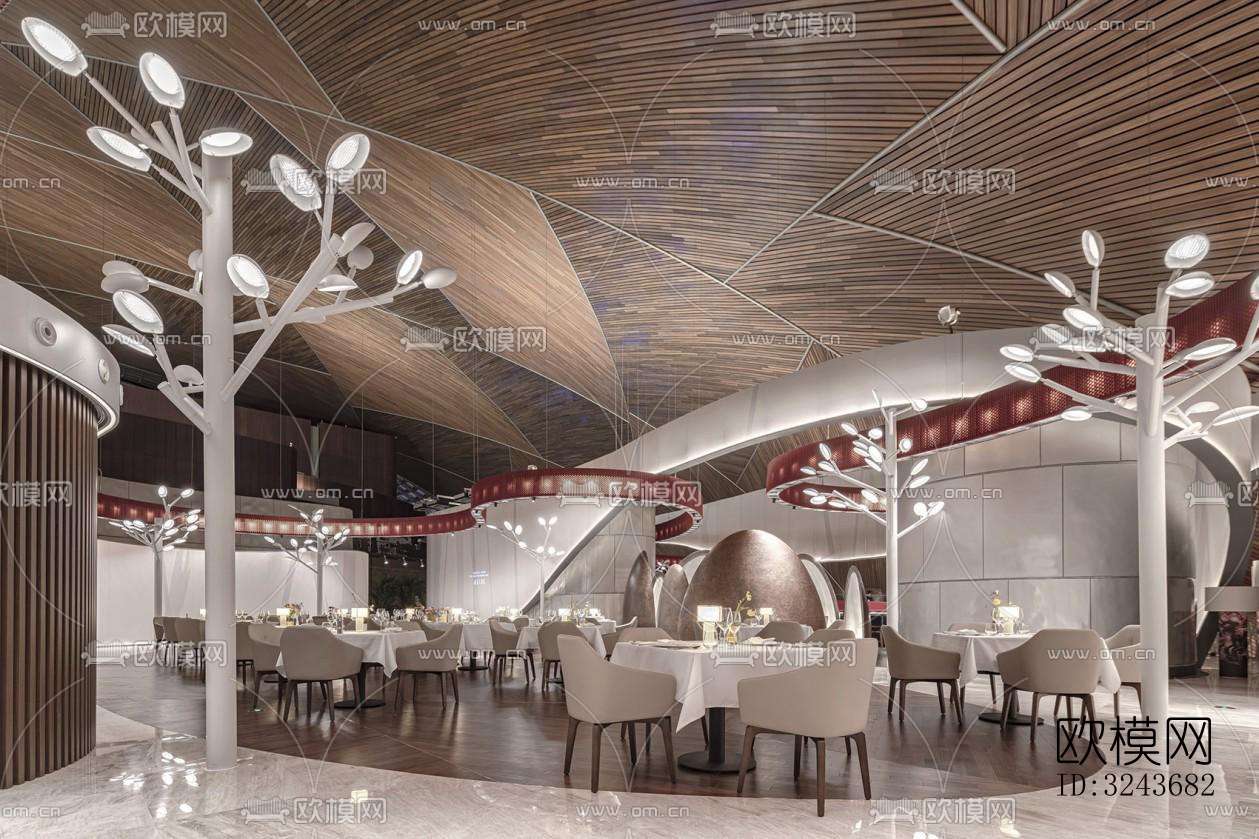 现代西餐厅效果图下载（渲染图7）
