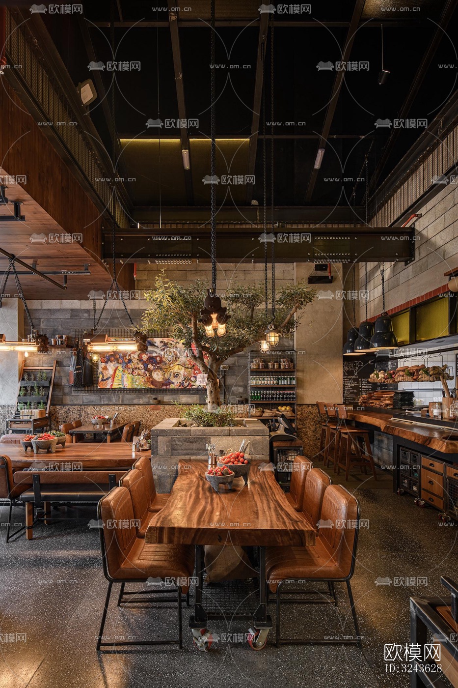 工业风西餐厅效果图下载（渲染图10）