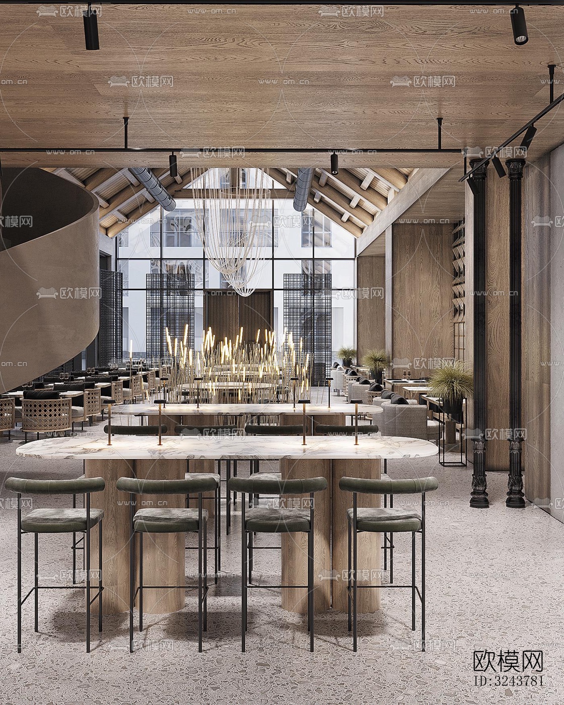 现代西餐厅效果图下载（渲染图4）