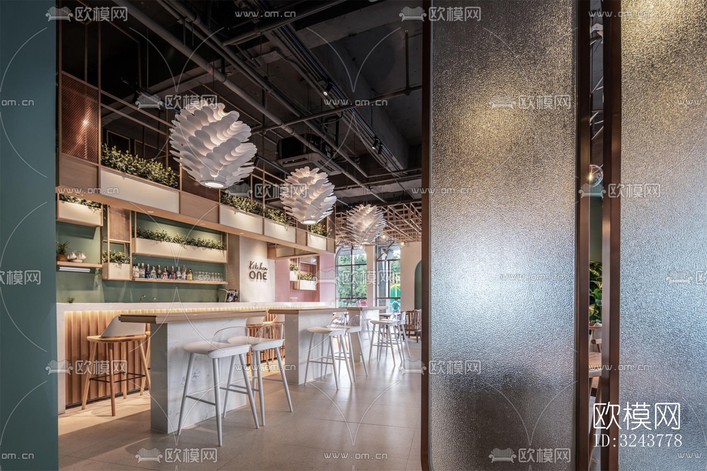 现代西餐厅效果图下载（渲染图2）