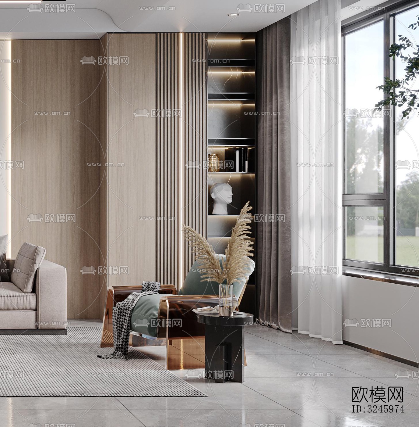 现代客餐厅效果图下载（渲染图2）