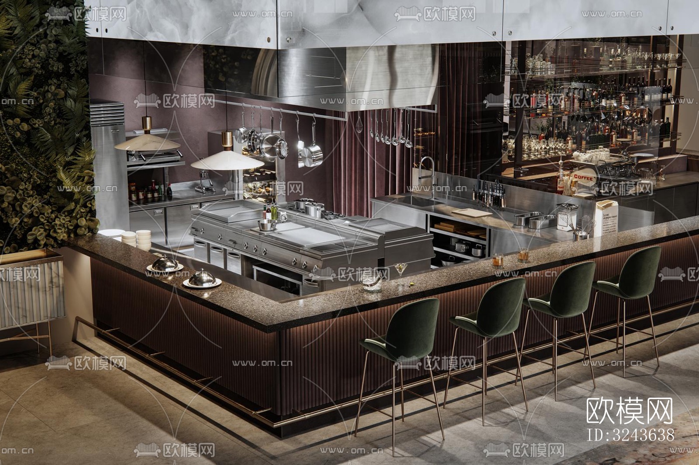 工业风西餐厅效果图下载（渲染图10）