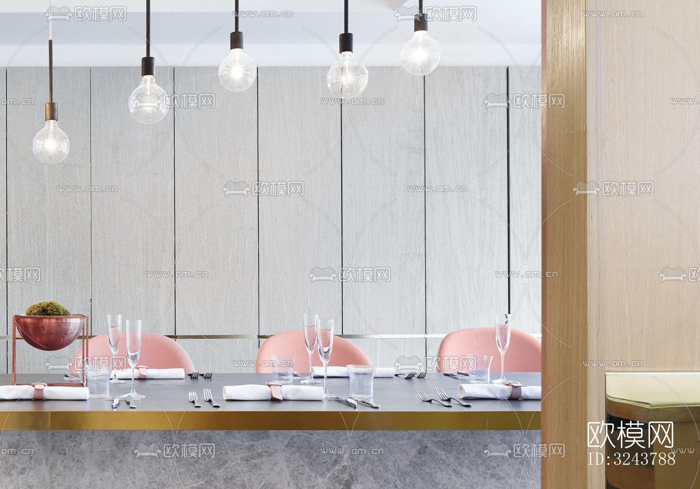 现代西餐厅效果图下载（渲染图7）