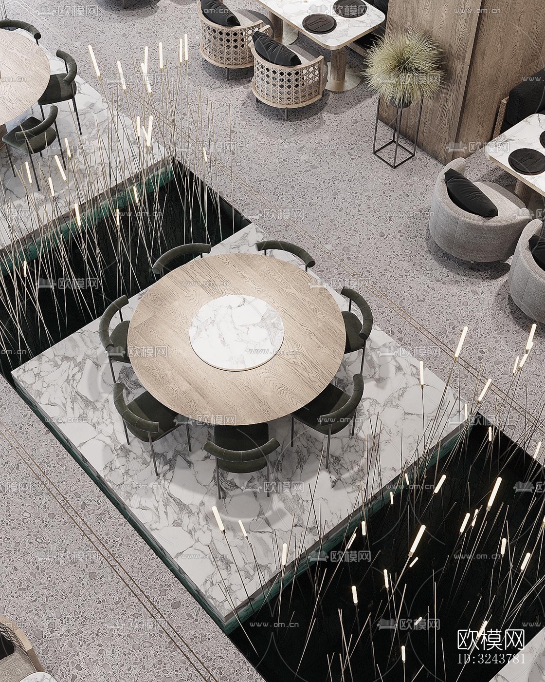 现代西餐厅效果图下载（渲染图8）