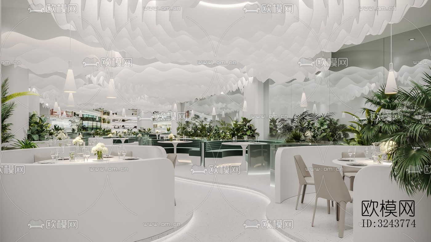 现代西餐厅效果图下载（渲染图4）