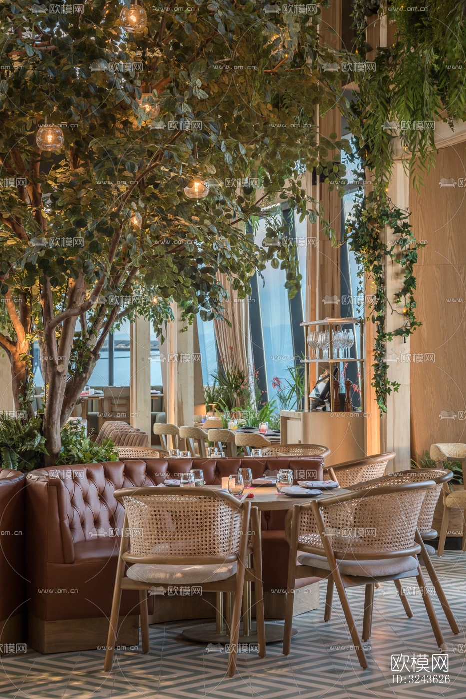 原木风西餐厅效果图下载（渲染图10）